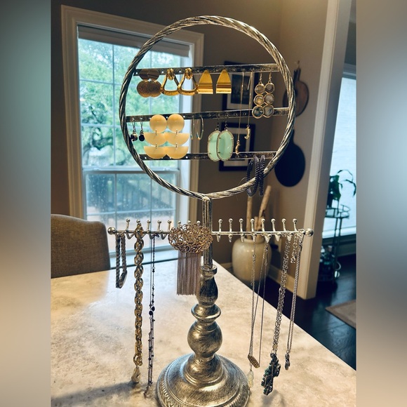 None Other - Chic Silver Jewelry Organizer Stand